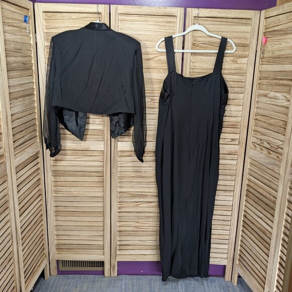 VINTAGE John Philips Black Formal Dress and Jacket Set with Sheer Sleeves  2X - Picture 8 of 11